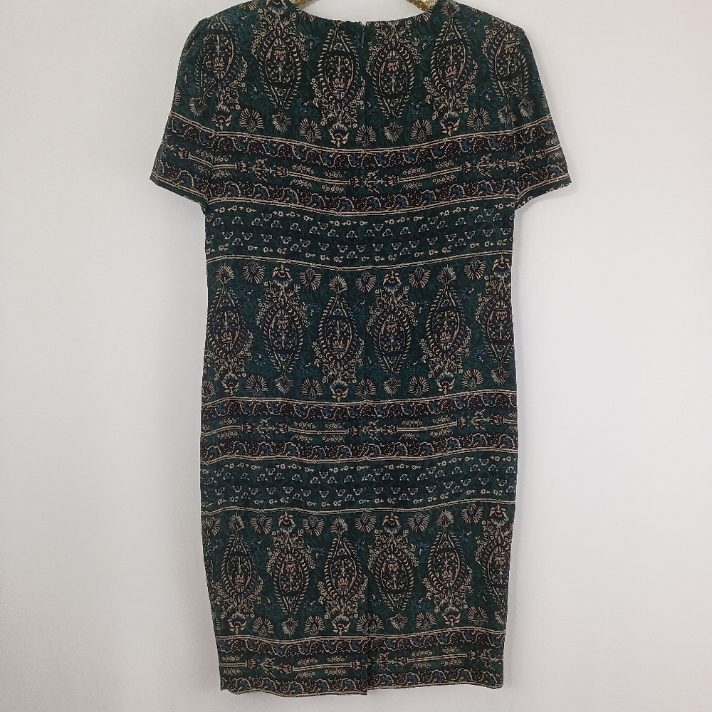 Vintage 90s Liz Claiborne Women's Hunter Green Silk Midi Dress size 4 Classic - Picture 8 of 11